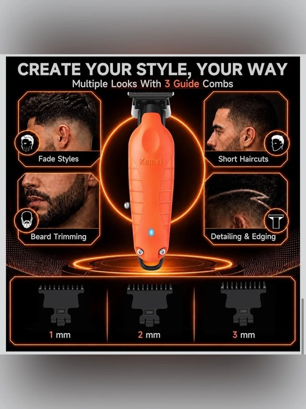 Hair Trimmer for Men,7000RPM Professional Clipper,Orange